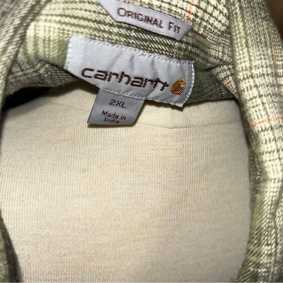 Men Carhartt LOOSE FIT HEAVYWEIGHT FLANNEL LONG-SLEEVE PLAID SHIRT 2XL XXL - Picture 3 of 4